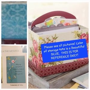 Inspirational Note Tote Greeting Card Organizer - Blue - 40 Cards & Envelopes